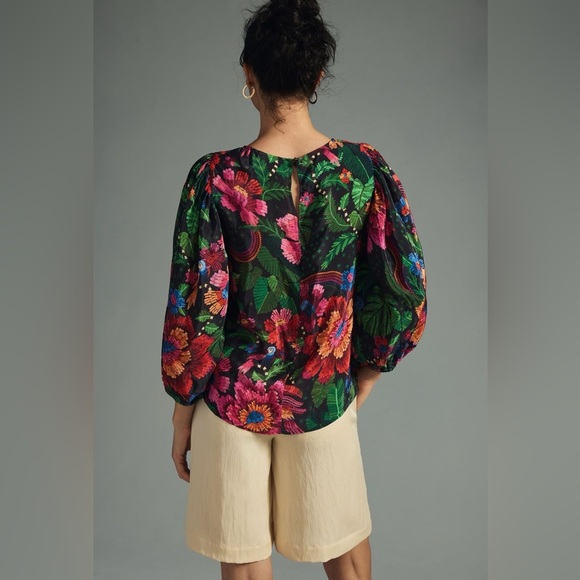 NWT Farm Rio Black Blooming Garden Blouse - Picture 6 of 13